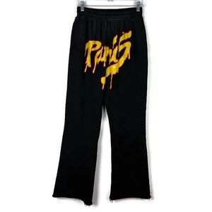 GFTD LA Men’s Pray For Paris Wide Leg Sweatpants in Black/Yellow/Red